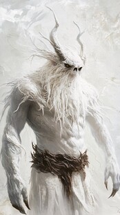 雪地中的狰狞白毛怪物
