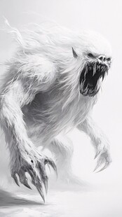 咆哮的白毛怪物