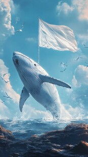 鲸鱼跃海展白帆奇幻景象