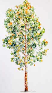 水彩绘就的多彩树木