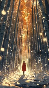 梦幻森林中的红衣女孩
