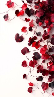 深红心形叶片垂坠装饰