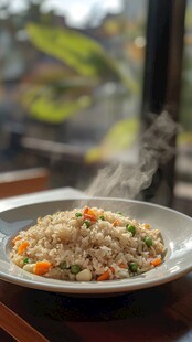 热气腾腾的美味蔬菜炒饭