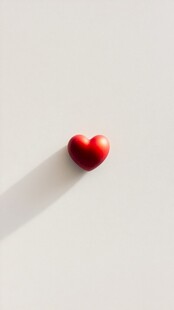 红色爱心置于纯白背景