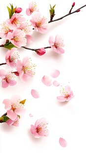 粉嫩桃花枝 花瓣飘落美