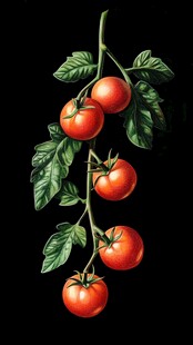 枝头红番茄 绿叶相伴