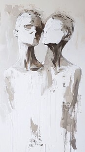 黑白双人抽象艺术画作