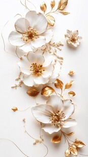 白色金花装饰艺术花卉图