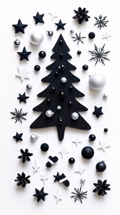 黑白圣诞装饰创意组合