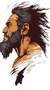 原始风貌男子头像插画