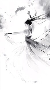 水墨舞者展飘逸之姿