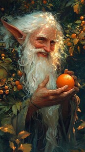 精灵老者手持橙果