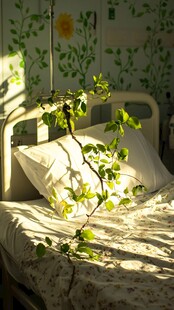 阳光洒进的温馨病房角落