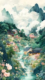 山间桃源 繁花掩映古村落