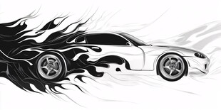 酷炫火焰跑车动感插画