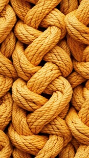 紧密编织的黄色粗绳纹理