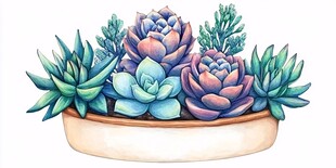 多肉盆栽插画