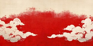 中式红底祥云背景图