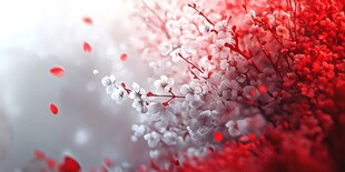 梦幻红白花卉浪漫景象