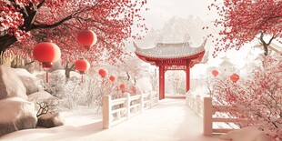 雪映红梅间的中式浪漫