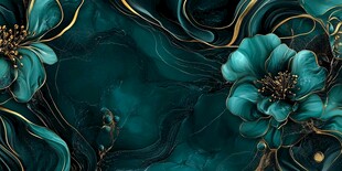 青蓝花卉黑金抽象背景图