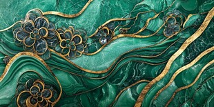绿金交织的华丽花纹背景