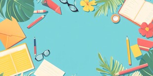 清新文具与绿植创意场景