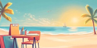 海边惬意餐桌 美好度假氛围