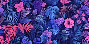 热带花卉植物无缝图案