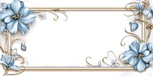 蓝花金框装饰背景图