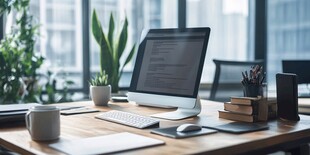 现代简约风办公桌面场景