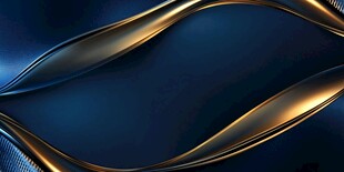蓝色背景上的金色流动线条