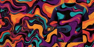 多彩流体图案T恤展示