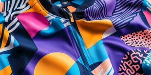 多彩几何图案拉链运动外套