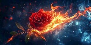 火焰玫瑰绽于浩瀚星空