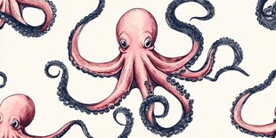 可爱章鱼图案的无缝背景