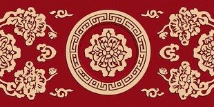 中式传统花纹红色背景图案