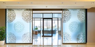 典雅花纹玻璃的现代门厅