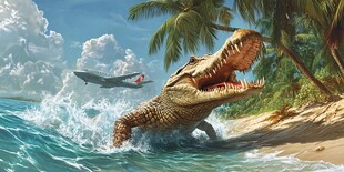 巨鳄突袭海上摩托艇