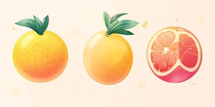 三个柑橘插画展示