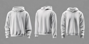 白色连帽卫衣多角度展示