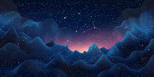 梦幻星空下的山峦美景
