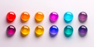 多彩透明弹珠排列展示