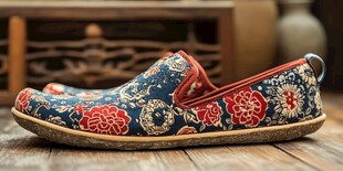 中式花纹复古一脚蹬布鞋