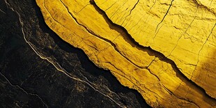 金色裂纹岩石纹理特写