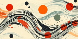 抽象波浪圆点艺术图案