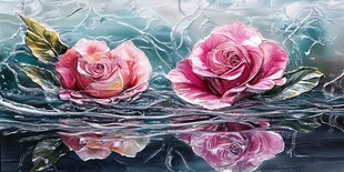 水中双玫 梦幻的花卉图景