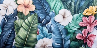 热带花卉绿植装饰图案