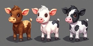 三只可爱小牛卡通形象