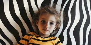 趴着的条纹衫小女孩